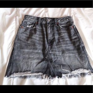 Abercrombie & Fitch distressed black denim skirt